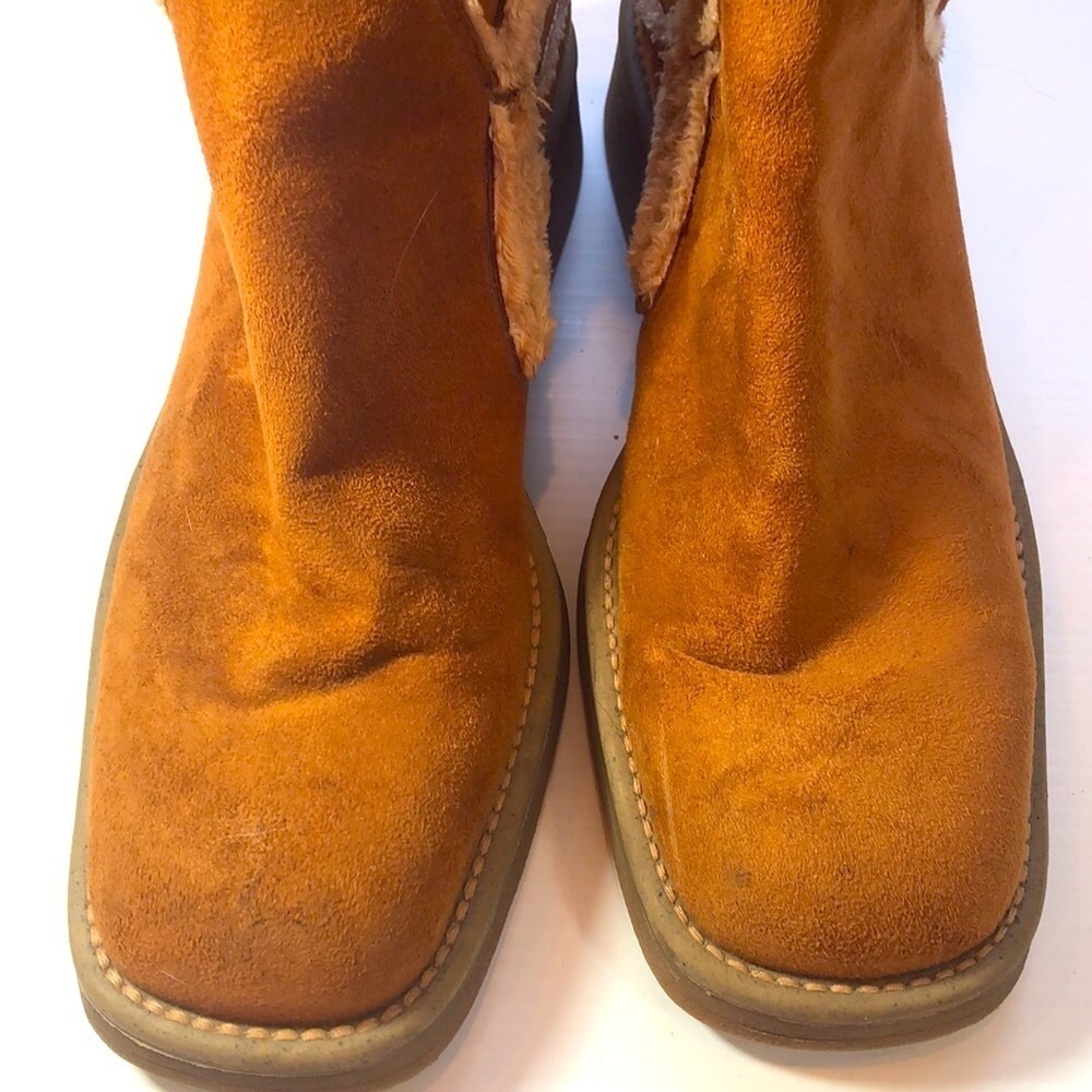FRANCO SARTO FLEECE LINED WARM SIDE ZIP TAN SUEDE WINTER BOOTS WOMEN'S SIZE 8 - Picture 2 of 14